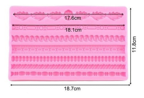 DARUMASHOP Silicone Mold 7 Border Relief Frame Mirror Fondant 1