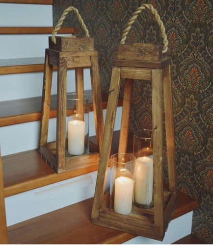 Rustic Wooden Lantern with Aromatic Candle 2