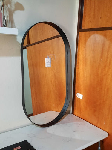 Herreriartistica_ Modern Black Oval Mirror 50 X 80 Iron 0