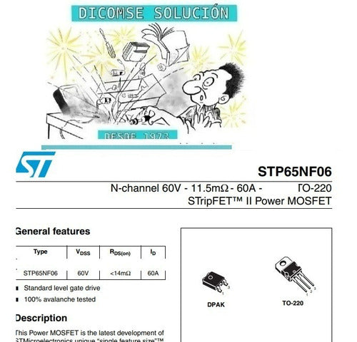 STP65NF06 65NF06 N Channel 60A 60V 110W Rds=0.014ohm TO-220 0