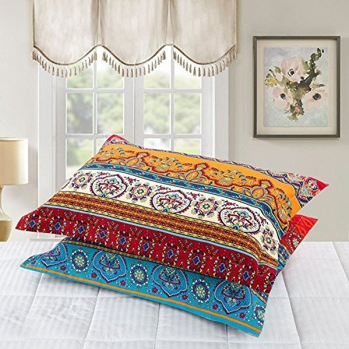 Hnnsi 2 Pieces Exotic Striped Bohemia Pillow Shams 0