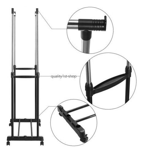 Servicio Pesado De Doble Carril Portátil Percha Estante De R 3