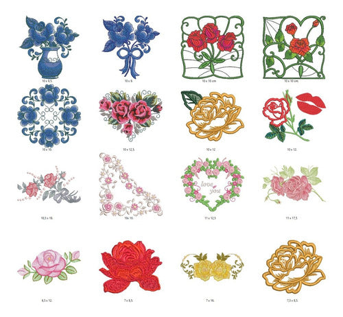 100 Embroidery Machine Matrices for Roses / Flowers 4