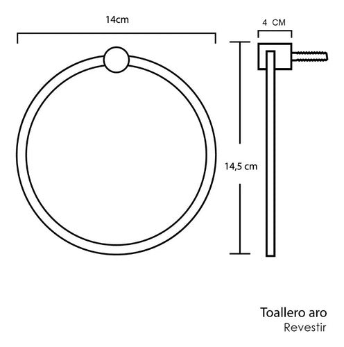 Toallero Aro Accesorio Baño Negro 4