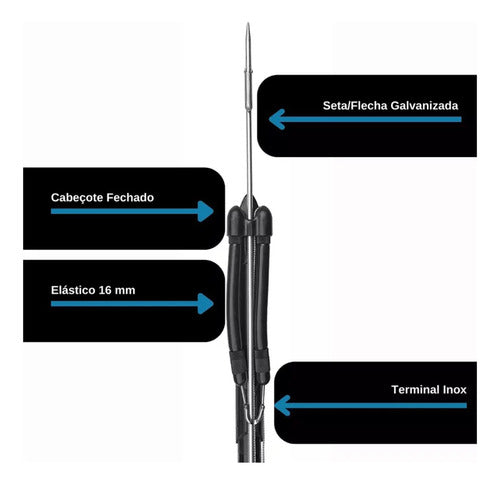 Arbalete Pesca Harpia 90cm Divecom Arpão 130cm Terminal Inox 5