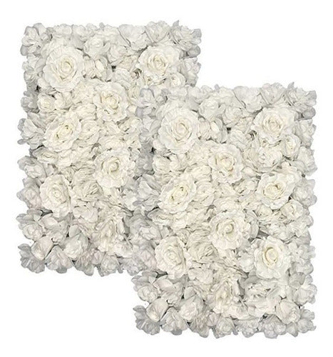 Pack De 2 Paneles De Flores Artificiales Blanco De 60x40 Cm 0