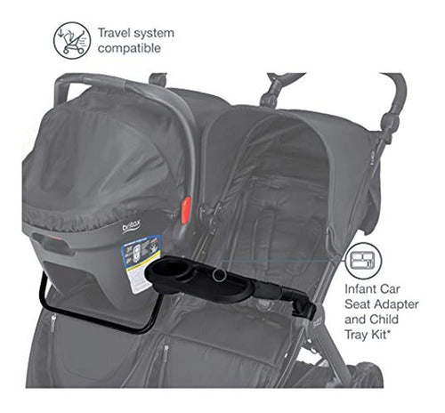 Britax B-Lively Double Car Seat Adapter and Kids Tray Kit 1