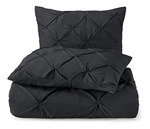 Nestl Black Duvet Cover Full Size - Pintuck Juego De Funda N 4