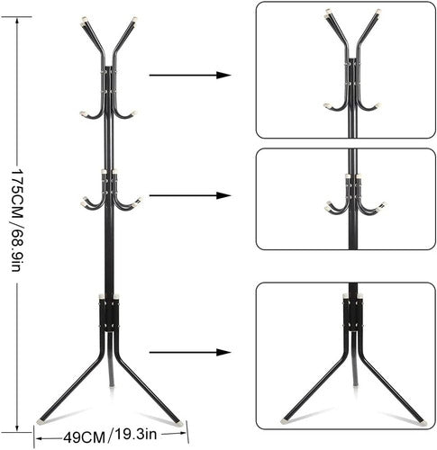 Everest Metal Coat Rack with 12 Hooks - Excellent Quality, 3 Levels 1