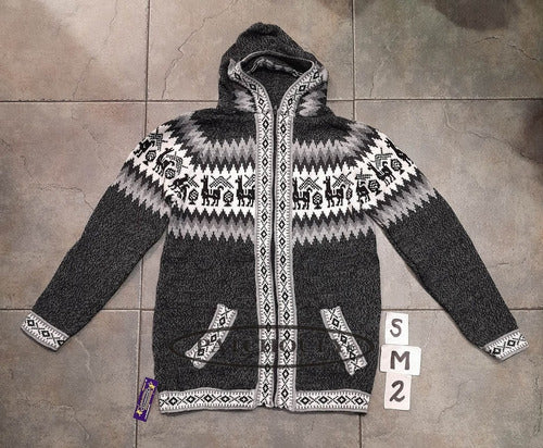 Handmade Alpaca Wool Hooded Sweater Jacket L (Large) 8