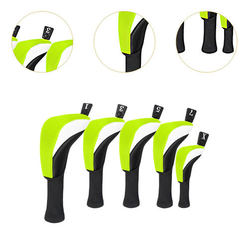 5pcs Golf Head Cover Golf Wood Headcovers Anti Scratch Verde 2