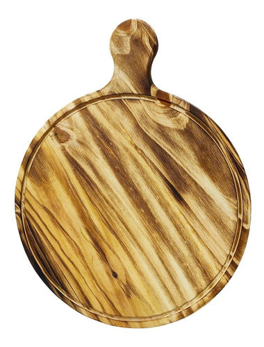 Round Pine Wood Pizza Base Board with Handle C812 1