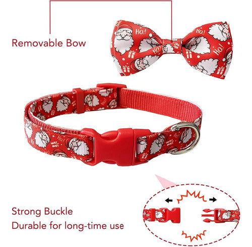 Cranberry Collar De Navidad Para Perros Con Pajarita, Paquete De 2 1