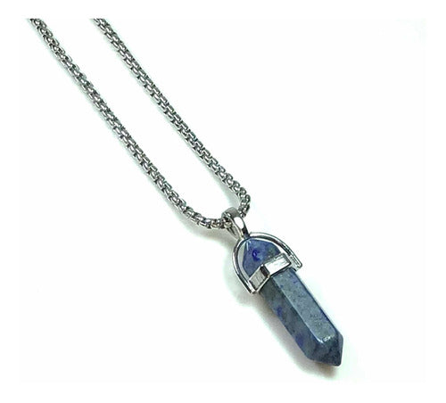 Lapis Lazuli Pendant Necklace with Surgical Steel Chain 0