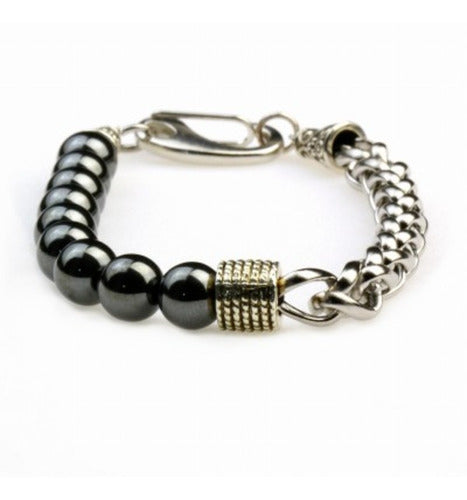 IV Pulsera Hombre Acero Inoxidable Piedra Hematite 0