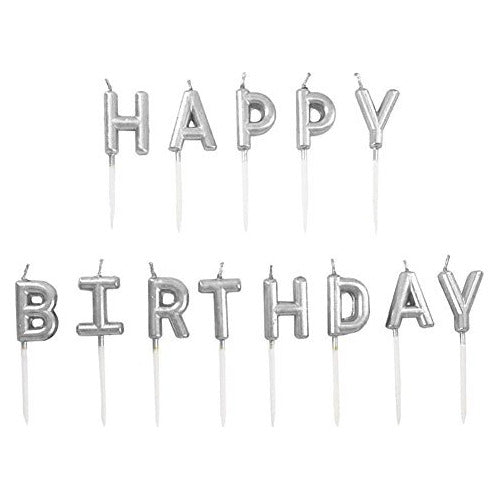 Diseño Plus Happy Birthday Silver Candles 0