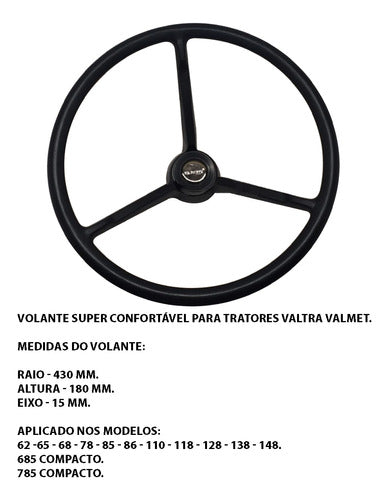 Volante Direção Trator Valmet 128/138/148/685/785 1