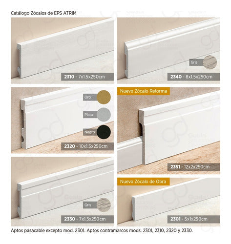 Atrim Gray Moisture-Resistant EPS Line 2335 7cm PVC Baseboard 5