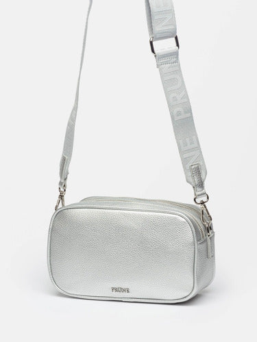 Prüne Adisa Large Shoulder Bag in Silver PU Leather 0