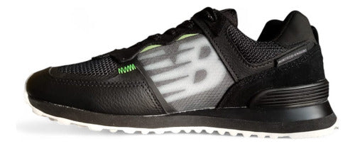 New Balance Men's ML574IJB Black with Green Sneakers 1