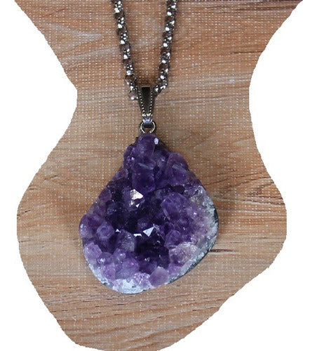 Nefer Joyas Drusa De Amatista Natural En Bruto Amatista Violeta Collar 0