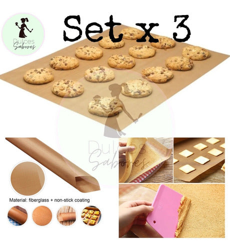 Dulces Sabores Set of 3 Reusable Non-Stick Baking Sheets 30x40 cm 1