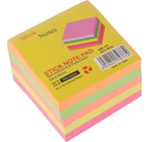 Aries Fluorescent Sticky Notes 7.5 X 7.5 Cm X 100 Sheets 0