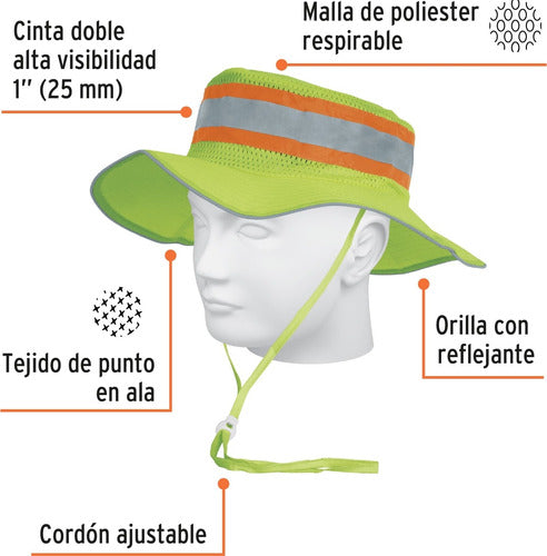 Sombrero Protección Uv Amarillo Con Cinta Reflectiva Truper 2