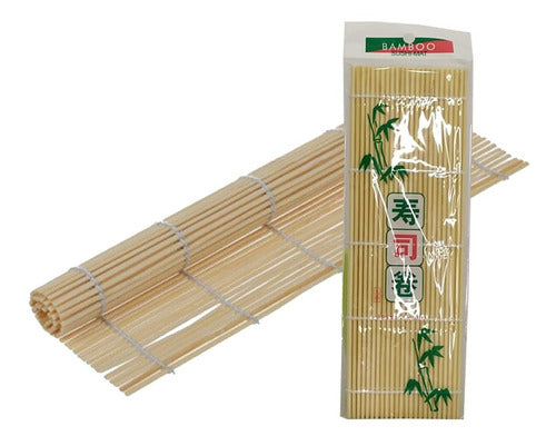 Set of 4 Individual Flat Bamboo Sushi Mats 24 x 24 cm 0