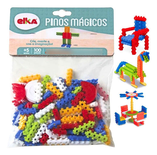 Kit Brinquedo De Montar Pino Mágico 100 Peças E Maxi Varetas 5