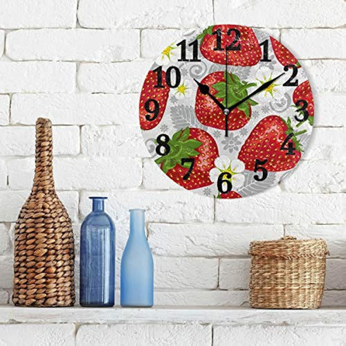 AHOMY Round Strawberry Wall Clock Art Decoration for Home 1