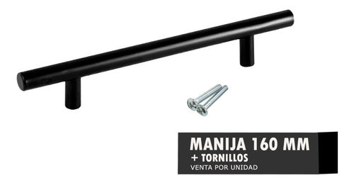 Manija Barral Negro Mate A. Inox 160 Mm Muebles Cocina 1