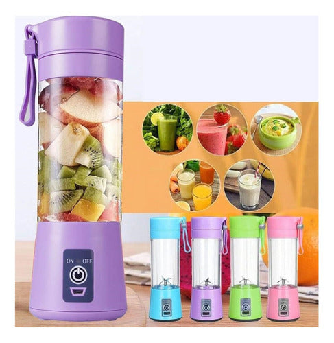 Portable Rechargeable USB Mini Blender 380ml 4 Blades Powerful 12