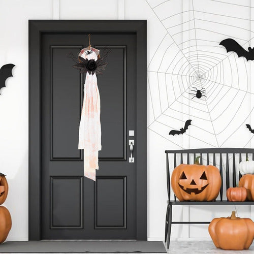 Cabide De Porta De Halloween, Placa De 88x32cm Com Aranhas 7