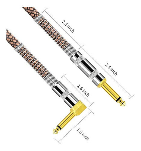 Disino Cable De Guitarra, Ángulo Recto 1/4 Pulgadas Ts A Rec 1