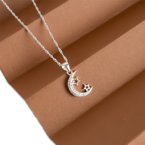 Bermond Women's Necklace with Moon and Stars Pendant in 925 Silver 2