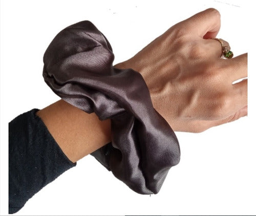 Premium Comfortable Satin Gray Scrunchie Hair Tie 0