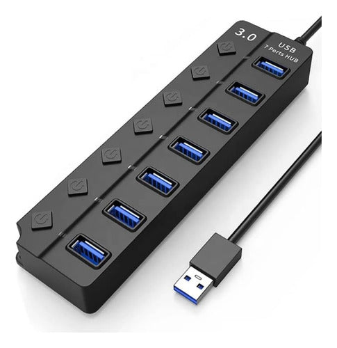 Adaptador Hub Usb 2.0 7 En 1 / 7 Usb Con Interruptor On/off 0