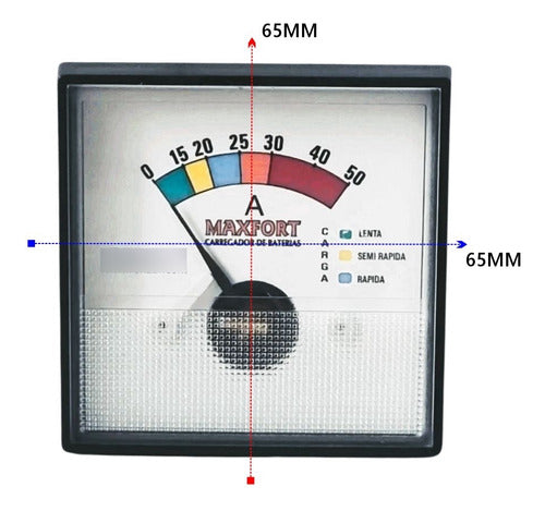 Relógio Amperímetro P/ Carregador De Bateria 50a Jts002,03,4 2