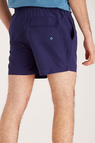 Macowens Short Liso Con Bordado Azul Marino Hombre 07779 3