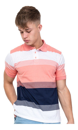 Men's Premium Imported Striped Cotton Polo Shirt in Special Sizes 38