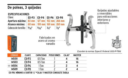 Truper Extractor Poleas 3 Patas 8 Acero 14509 1