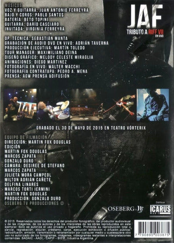 Dvd Jaf -tributo A Riff Vii En Vivo 2