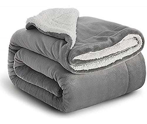 Sábana Manta Sherpa Throw Silver Grey Twin Size Mantas Fuzzy 0