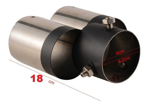 CVX Double Sports Exhaust Tip Universal Stainless Steel 5