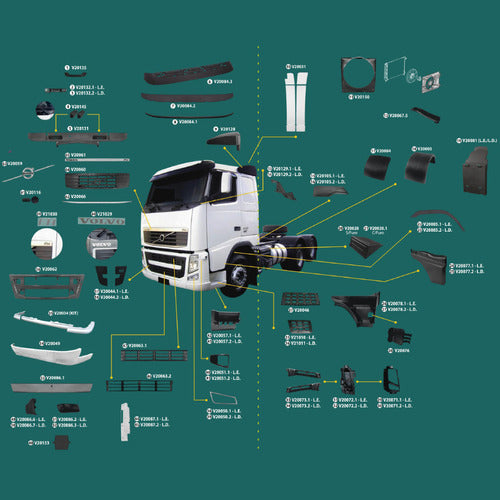 B & L Kit Molduras Bajo Faro P/camión Volvo Fh 2010/2015 1