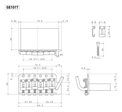 Ponte De Guitarra Gotoh Ge101t Tremolo Preto 1