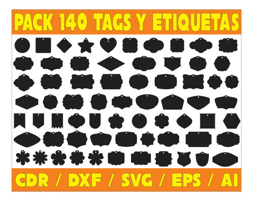 Pack Vectores Corte Laser - 140 Tags Y Etiquetas 0