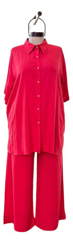 Saveiro Set, Linen Shirt + Palazzo Pants Size 7 to 9 0
