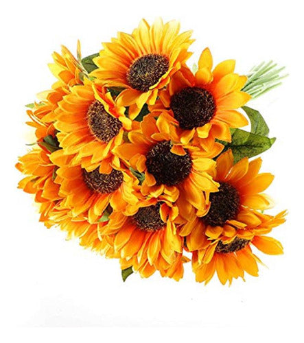 T4u - Ramo De Flores Artificiales De Girasoles Con Tallos Pa 0